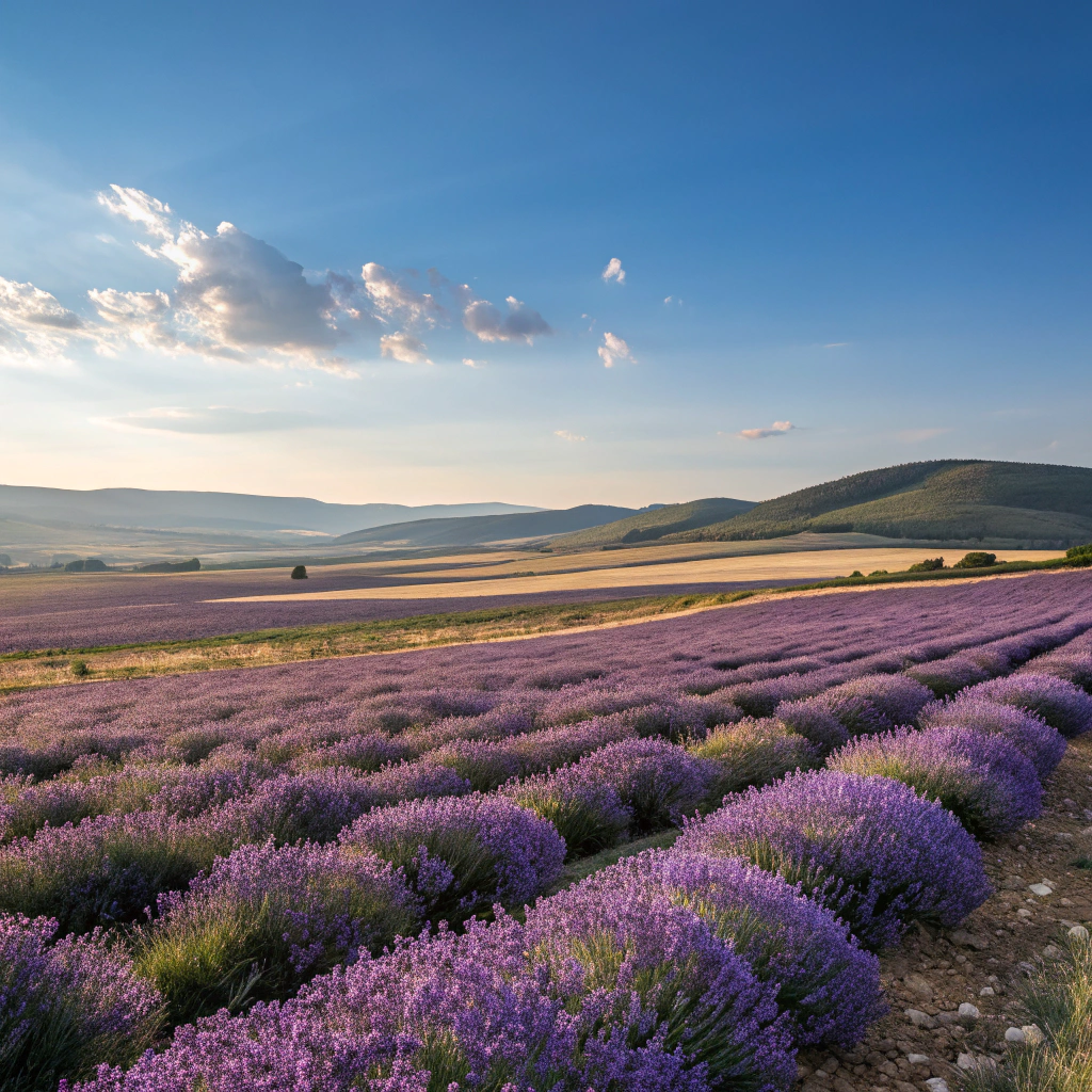 Sun-drenched lavender field