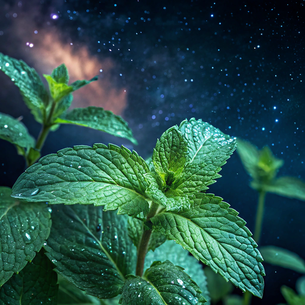 Fresh mint with water droplets
